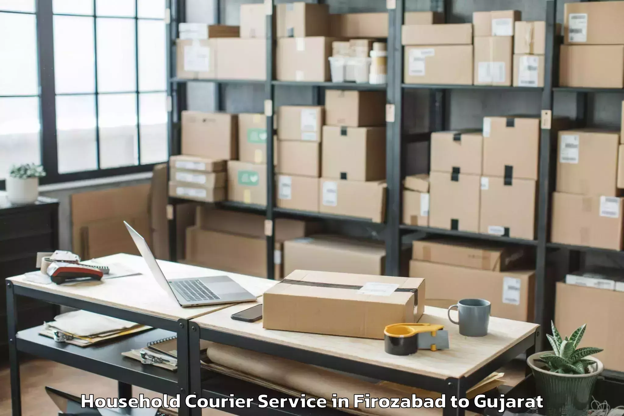 Reliable Firozabad to Delvada Household Courier